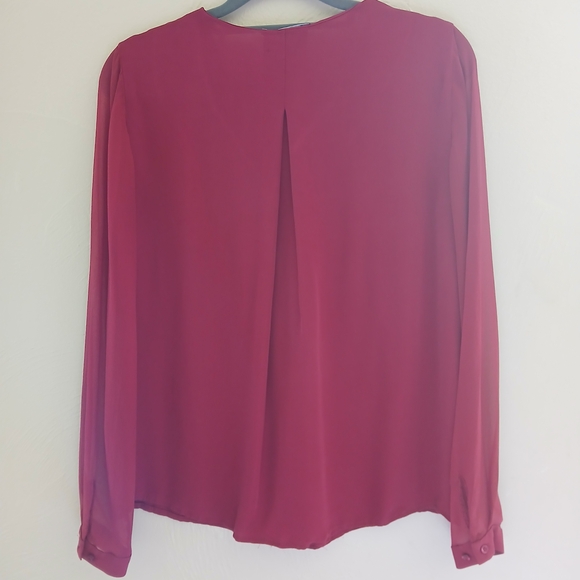 Elie Tahari Red Ruffled Long Sleeve Blouse Sz S - Picture 4 of 8
